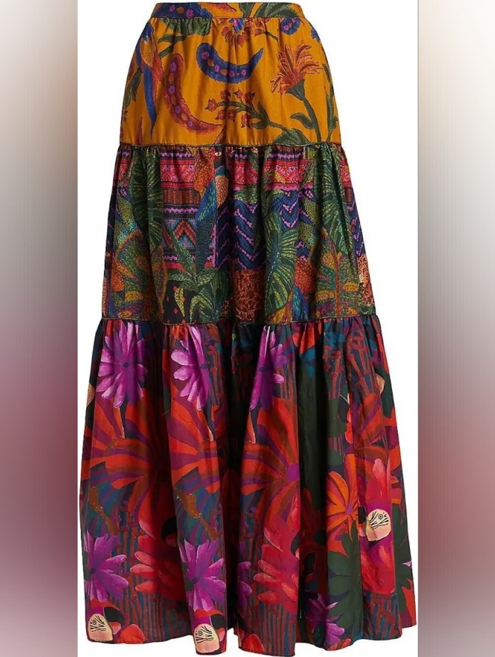 Farm Rio Mixed Print Maxi Skirt, Size Medium